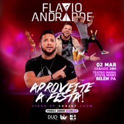 Flávio Andrade realiza show de stand-up no Teatro Maria Sylvia Nunes, dia 02 de março